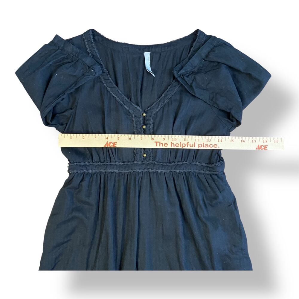Old Navy Black Cotton Dress Women’s Small Empire Waist Knee Length Pockets - Picture 3 of 11
